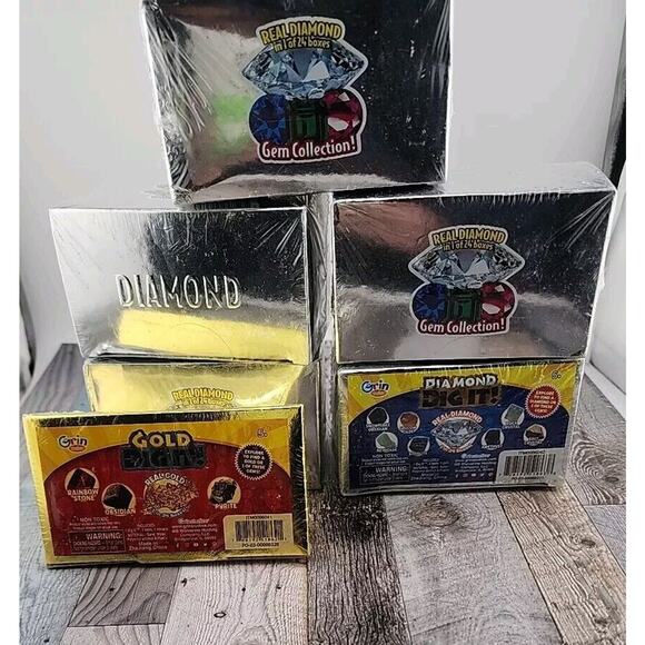 6X LOT 5 Diamond Dig it! Real Diamond in 1 in 24, 1 Gold Dig It! Sealed - Picture 3 of 4